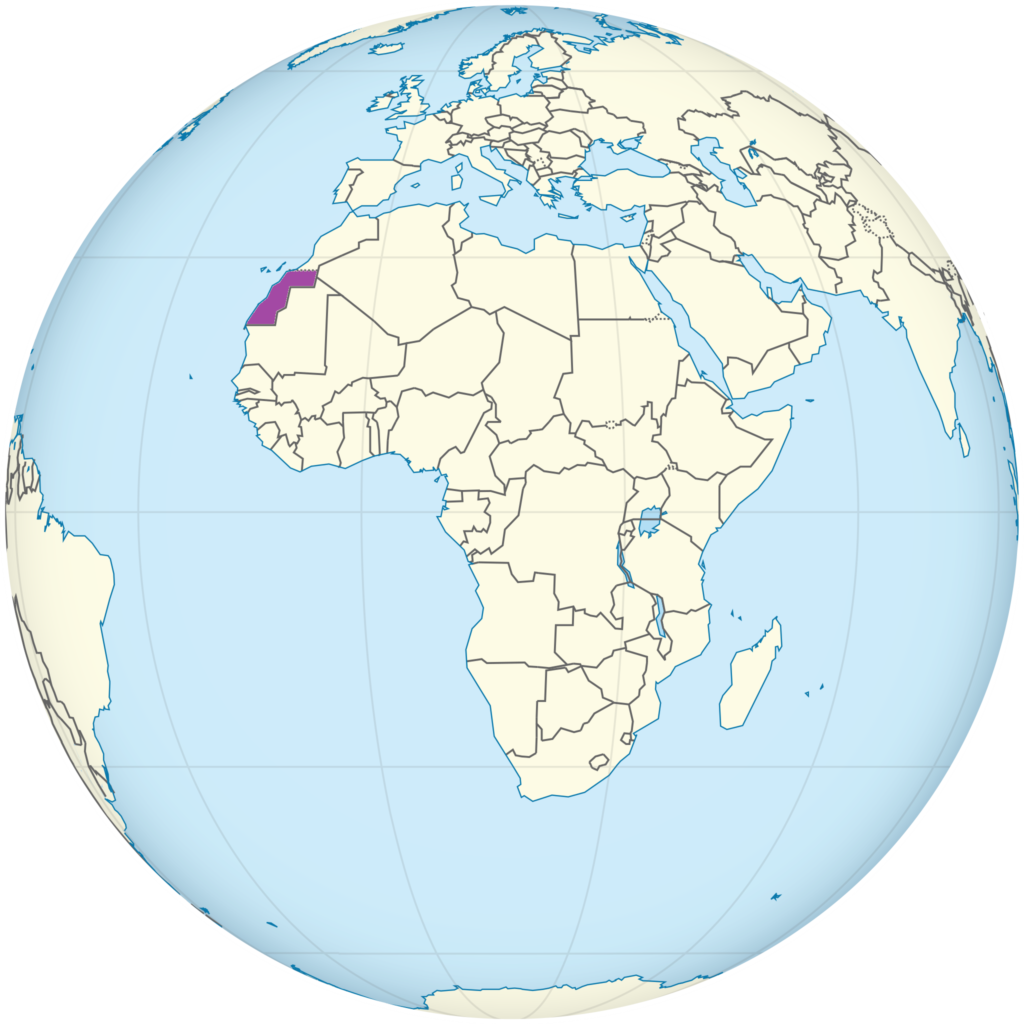 Carte de localisation du Sahara occidental.