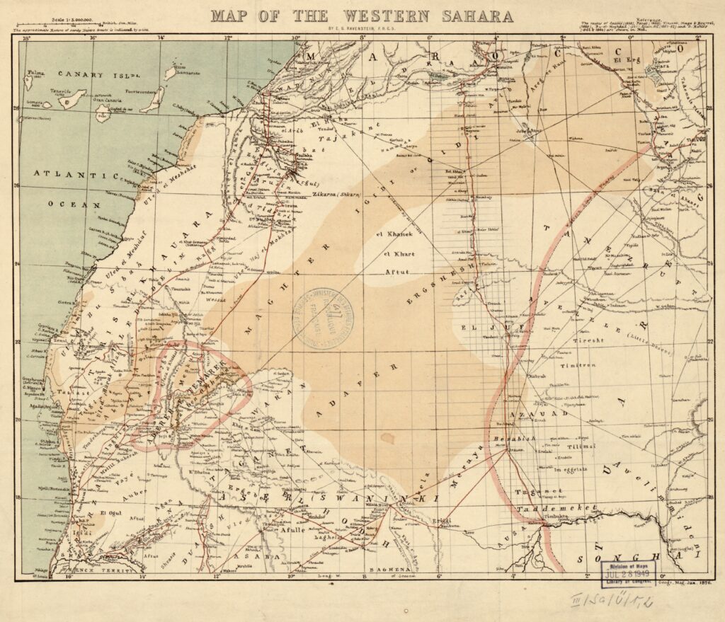 Carte du Sahara occidental 1876.