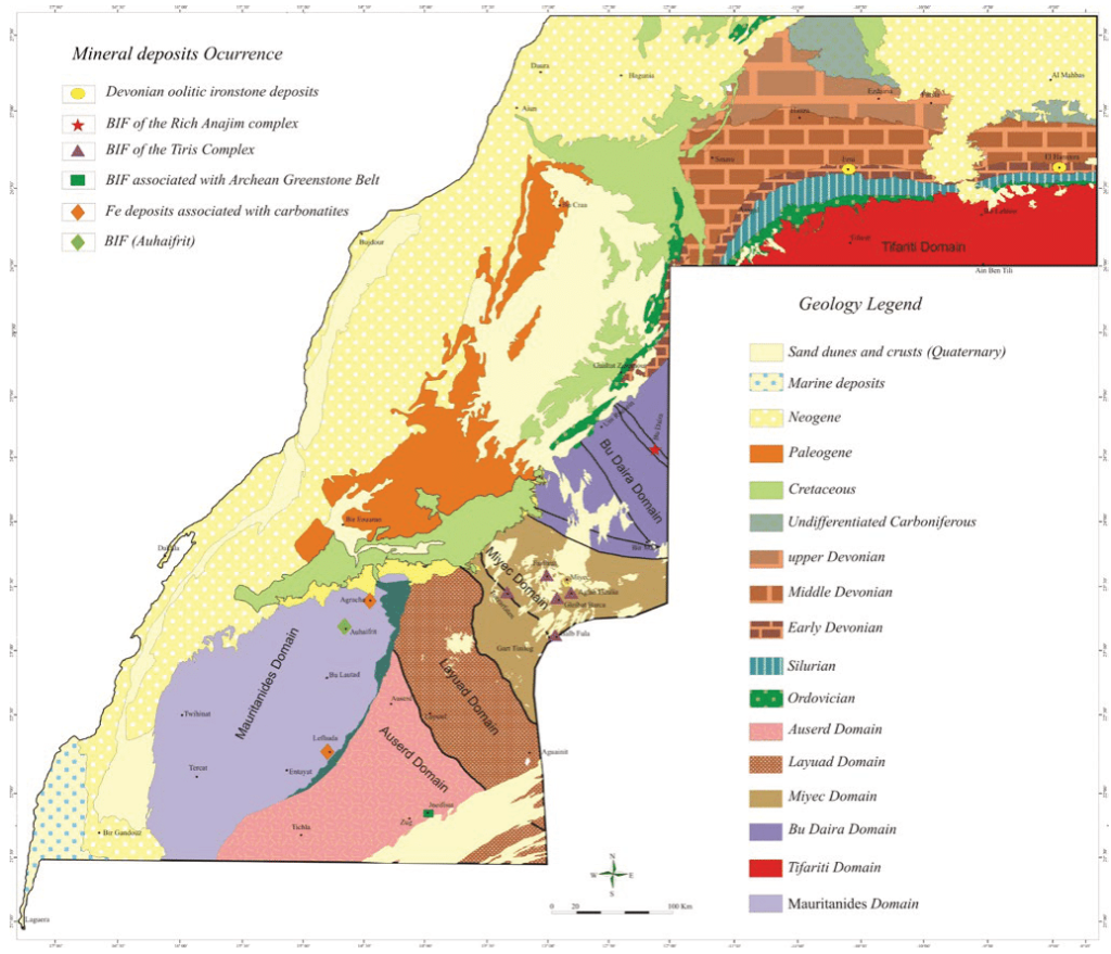 Carte géologique de la République arabe sahraouie démocratique.