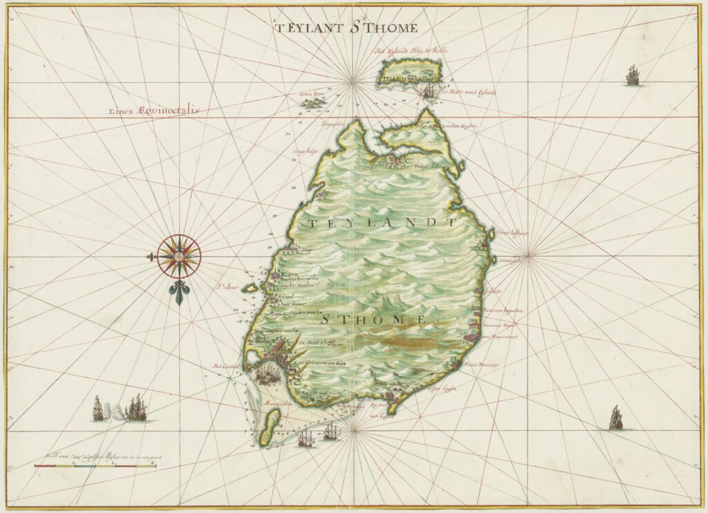 Carte de l'île de San Thomé circa 1665.