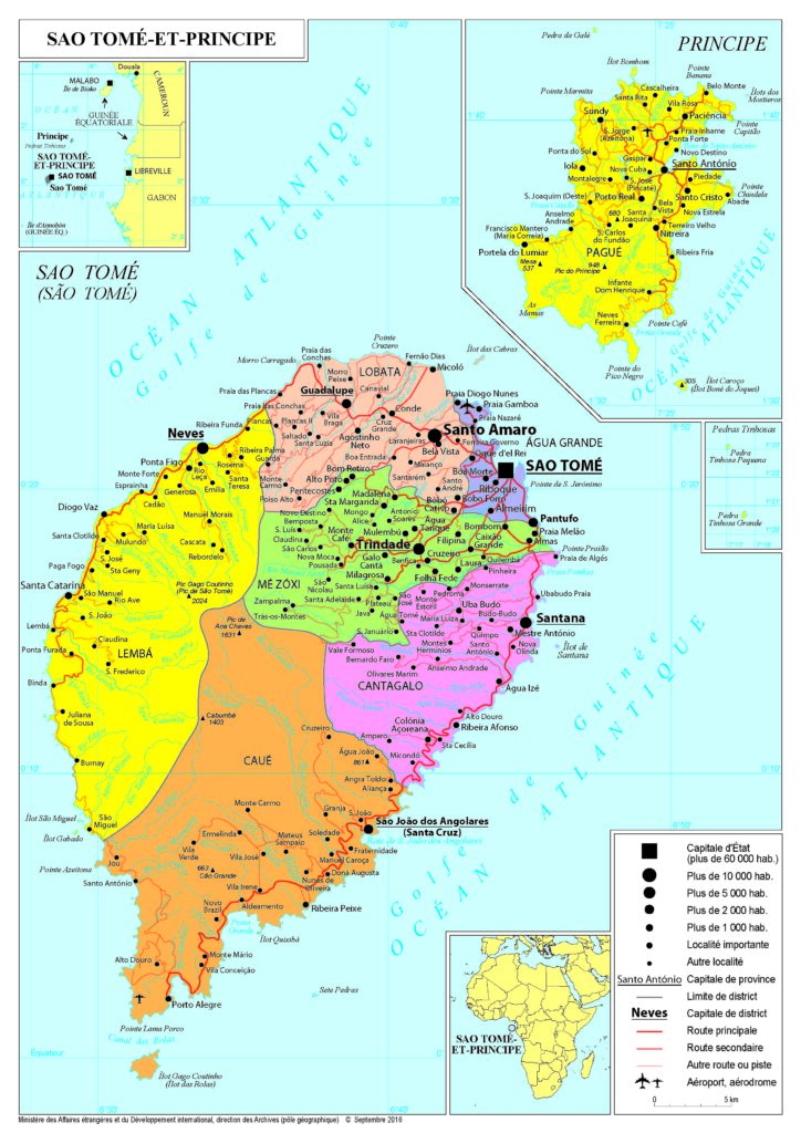 Carte politique de Sao Tomé-et-Principe.