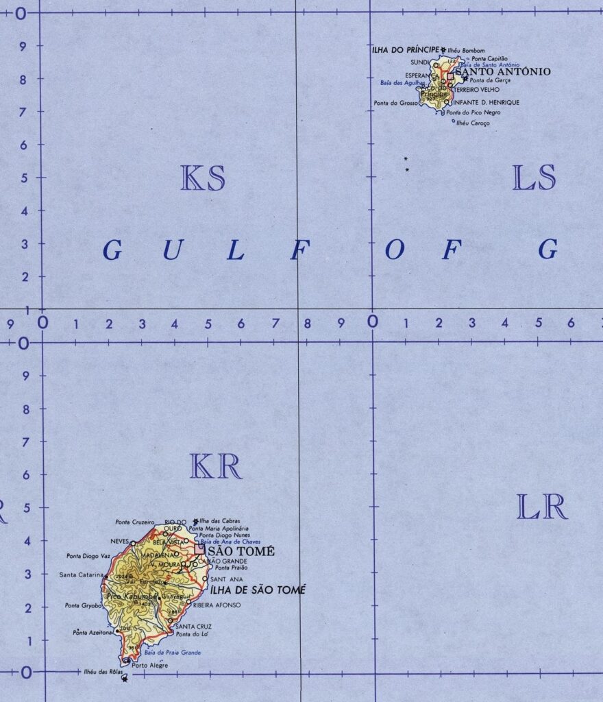 Carte physique de Sao Tomé-et-Principe.