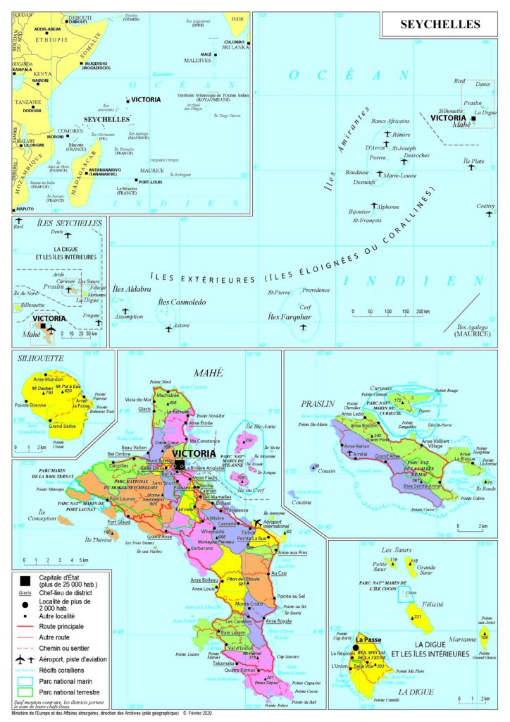 Carte politique des Seychelles.