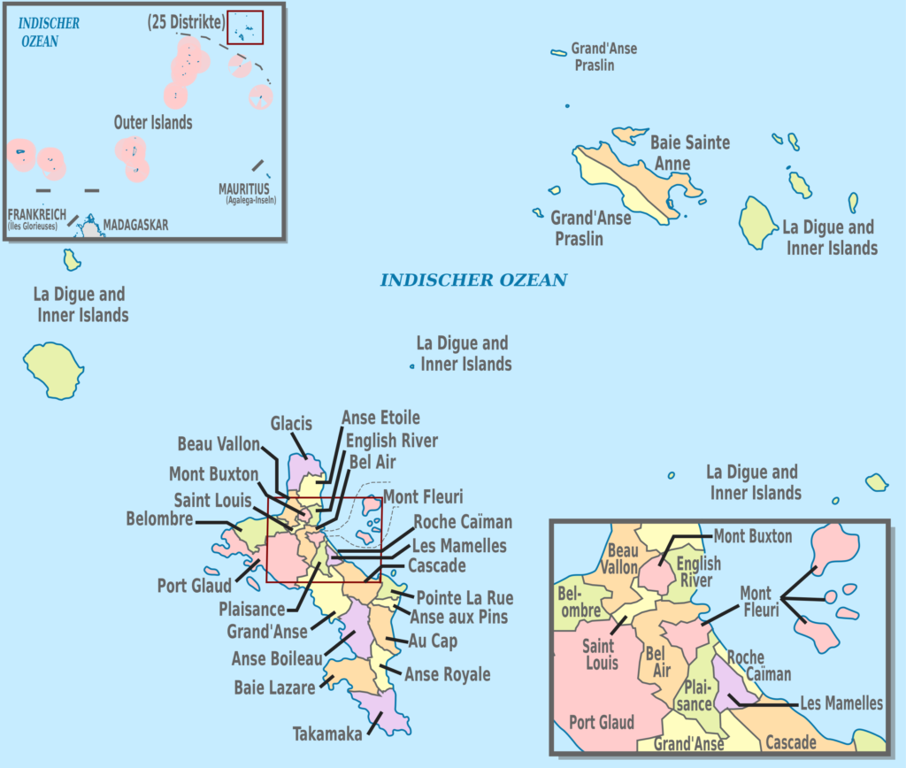 Quels sont les districts des Seychelles