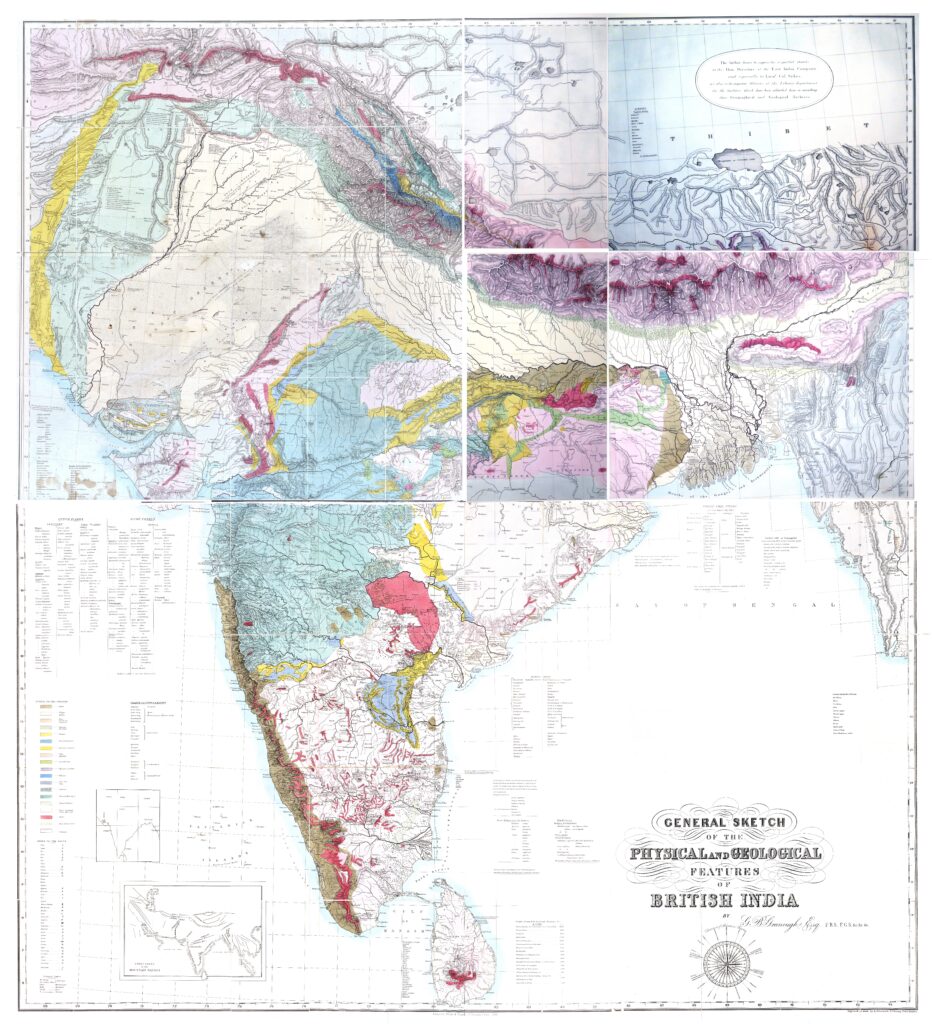 Caractéristiques physiques et géologiques de l'Inde 1855