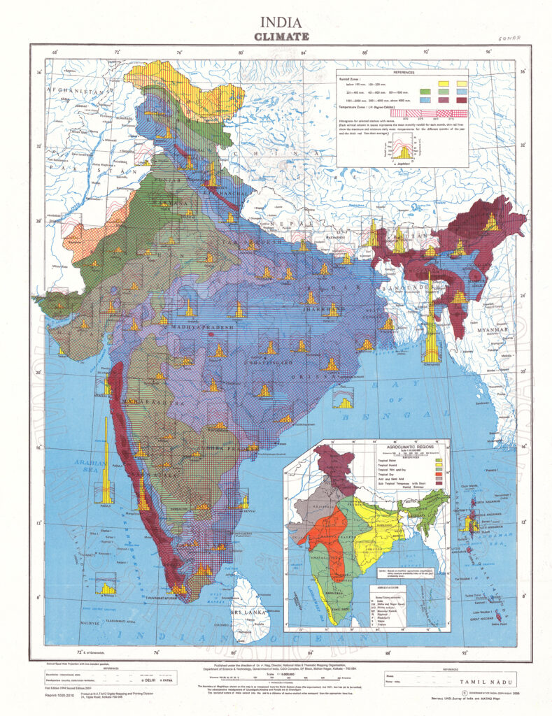 Carte climatique de l'Inde.