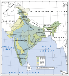 Carte des précipitations en Inde 2002.