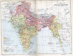 Carte militaire de l'Empire des Indes 1893.