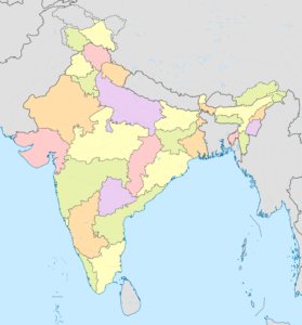 Carte vierge colorée de l'Inde.