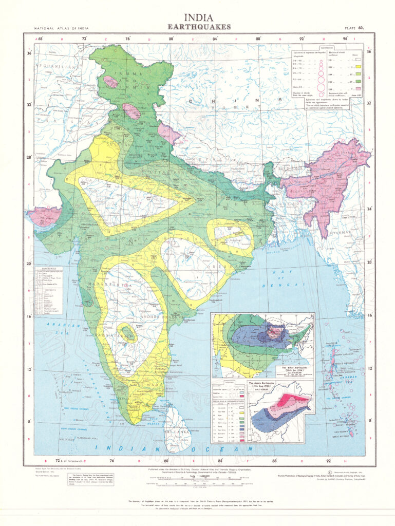 Carte des séismes en Inde.