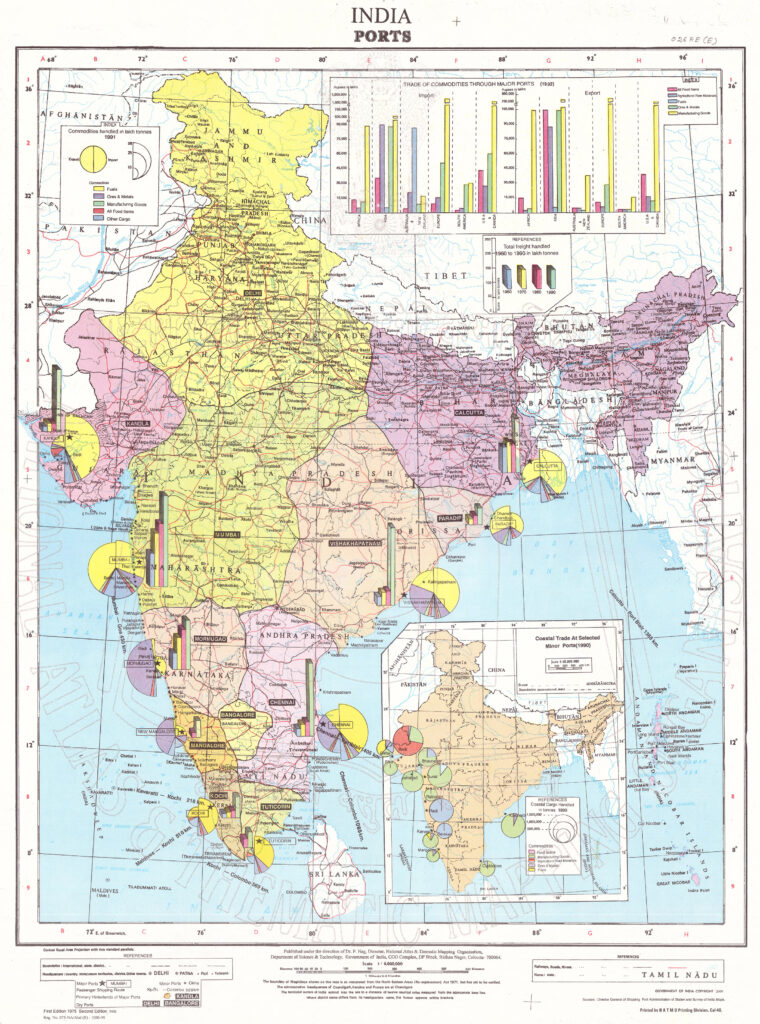 Carte des ports en Inde.