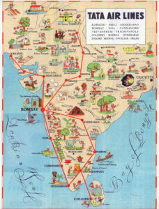 Carte touristique de Tata Airlines.