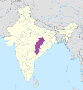 Carte de localisation du Chhattisgarh.