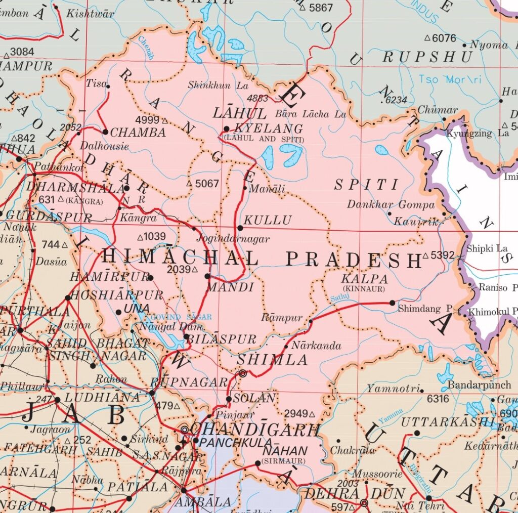 Carte du Himachal Pradesh.