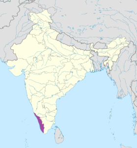 Carte de localisation du Kerala.