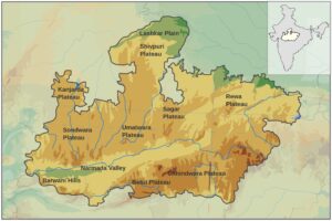 Carte physique du Madhya Pradesh.