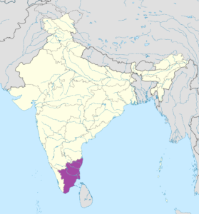 Carte de localisation du Tamil Nadu.