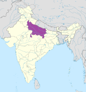 Carte de localisation de l'Uttar Pradesh.