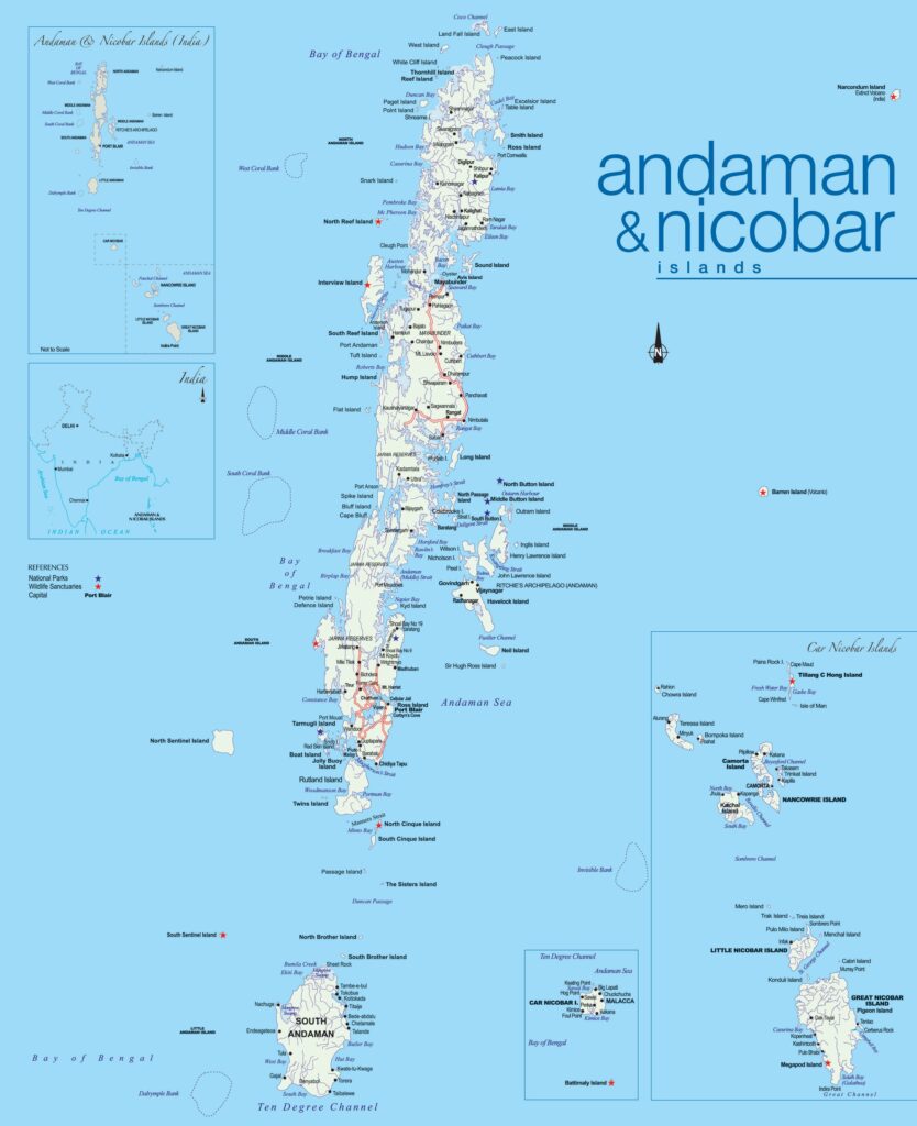 Carte des îles Andaman-et-Nicobar.