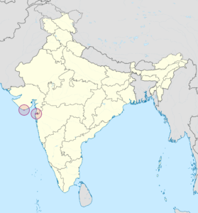 Carte de localisation de Dadra et Nagar Haveli et Daman et Diu.