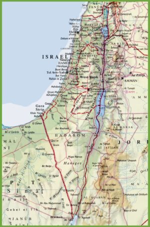 Carte physique d’Israël