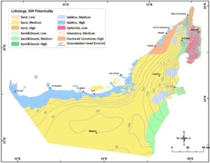 Carte hydrogéologique des Émirats arabes unis.