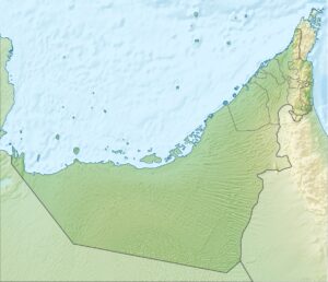 Carte physique vierge des Émirats arabes unis.