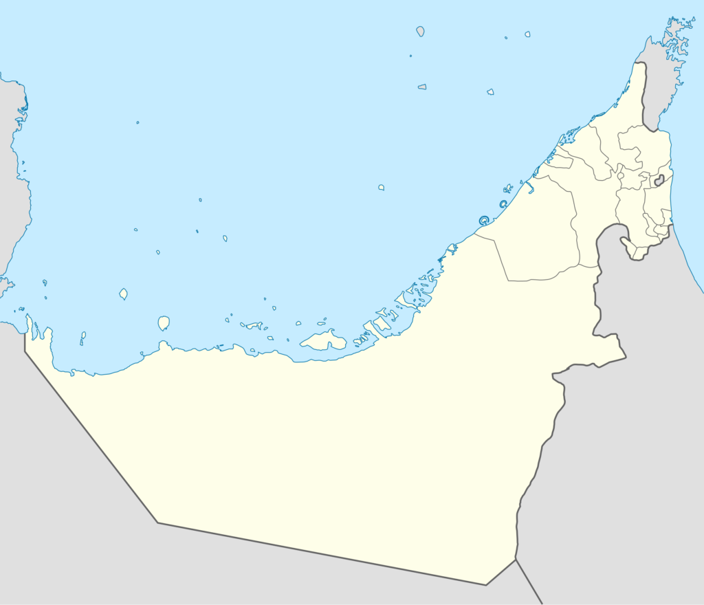 Carte vierge des Émirats arabes unis.