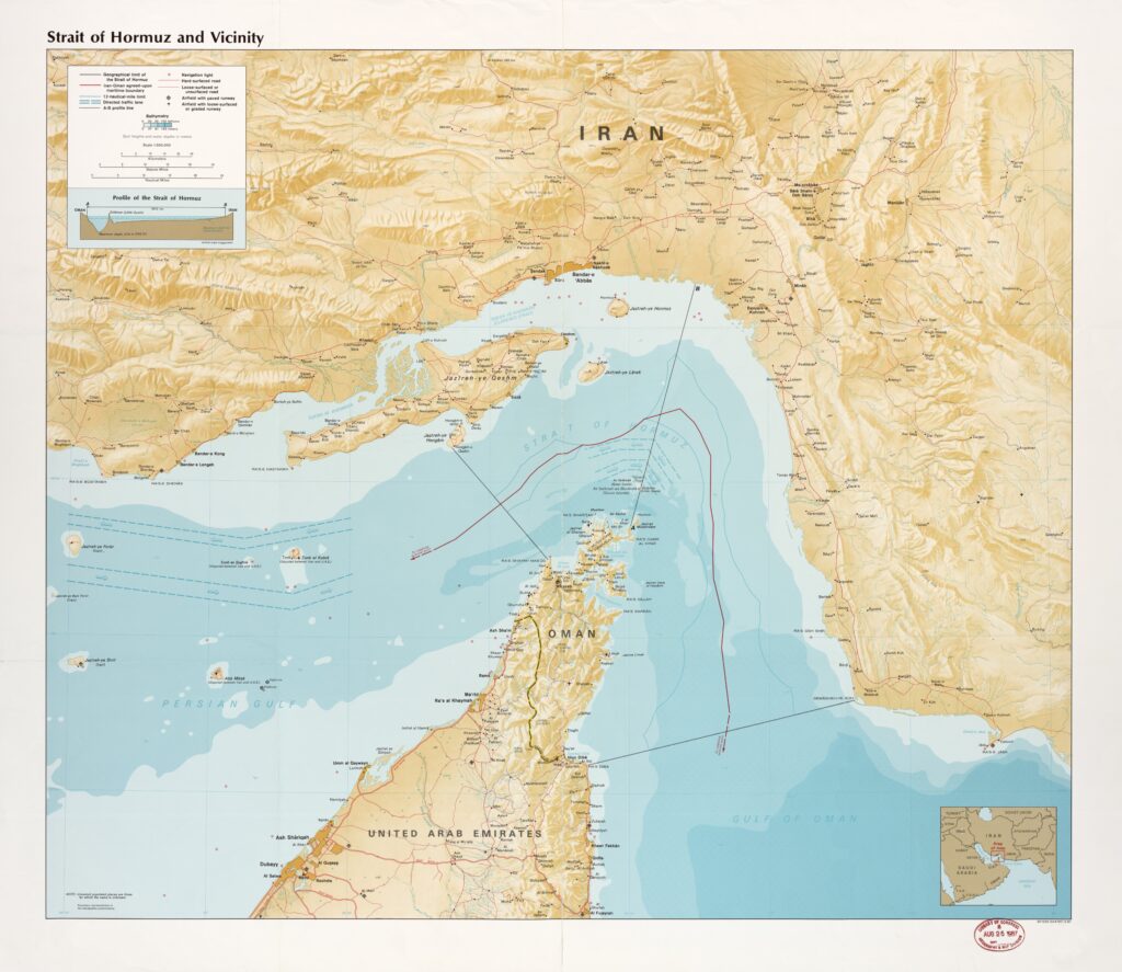 Carte du détroit d'Ormuz.