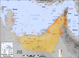 Carte physique des Émirats arabes unis