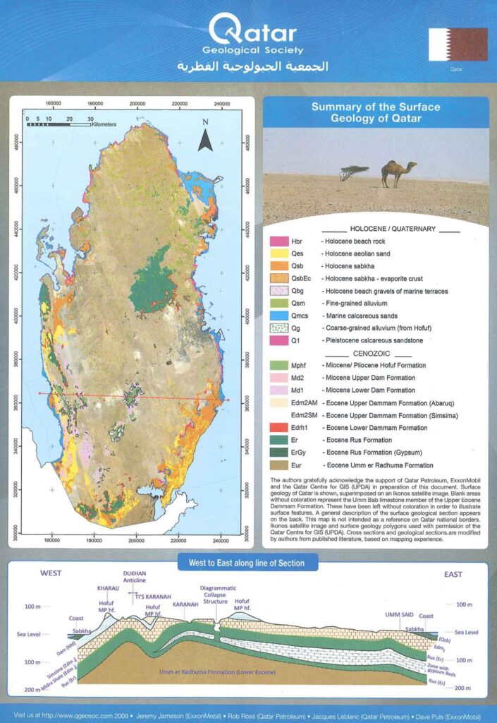 Carte géologique du Qatar.