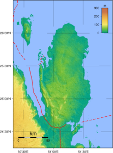 Carte topographique du Qatar.