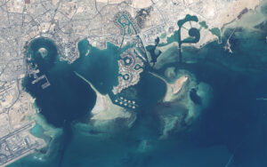 Doha, Qatar, vue depuis le satellite Hodoyoshi-1, le 5 avril 2016.