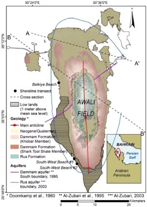 Carte géologique de Bahreïn