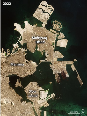 La ville de Manama et les îles de Muharraq et Sitra le 17 août 2022.