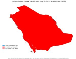 Carte climatique de l’Arabie saoudite