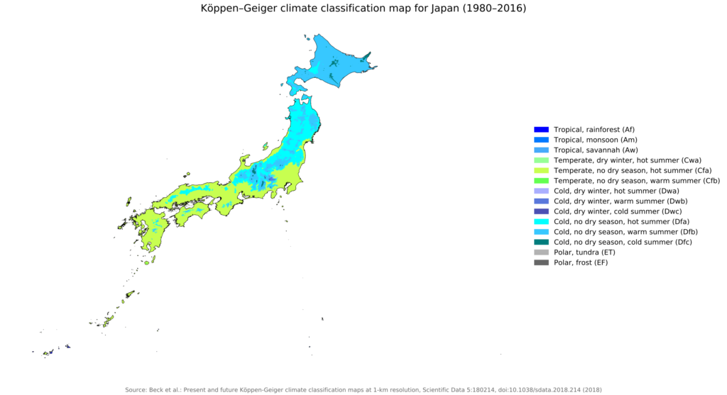 Carte climatique du Japon.