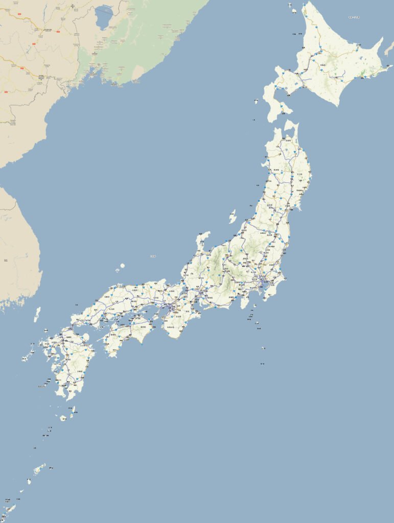 Carte routière du Japon.