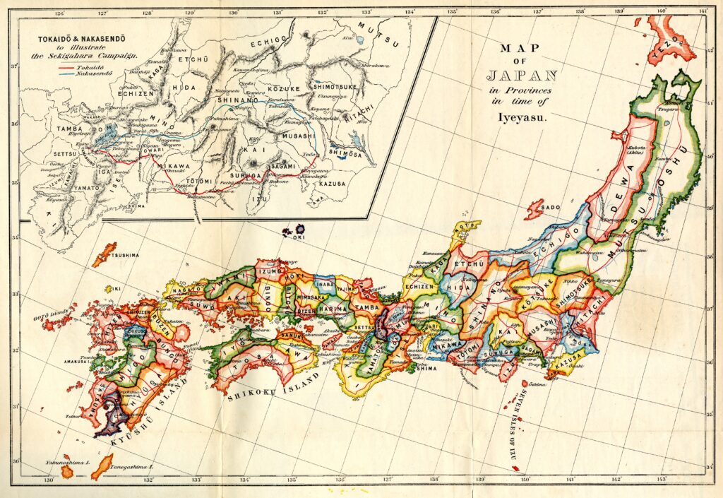 Carte féodale du Japon 1564-73.