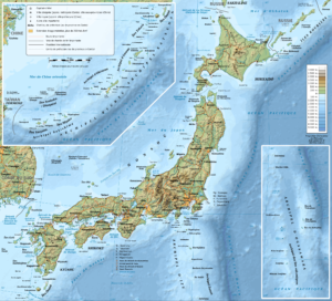 Carte du relief du Japon.