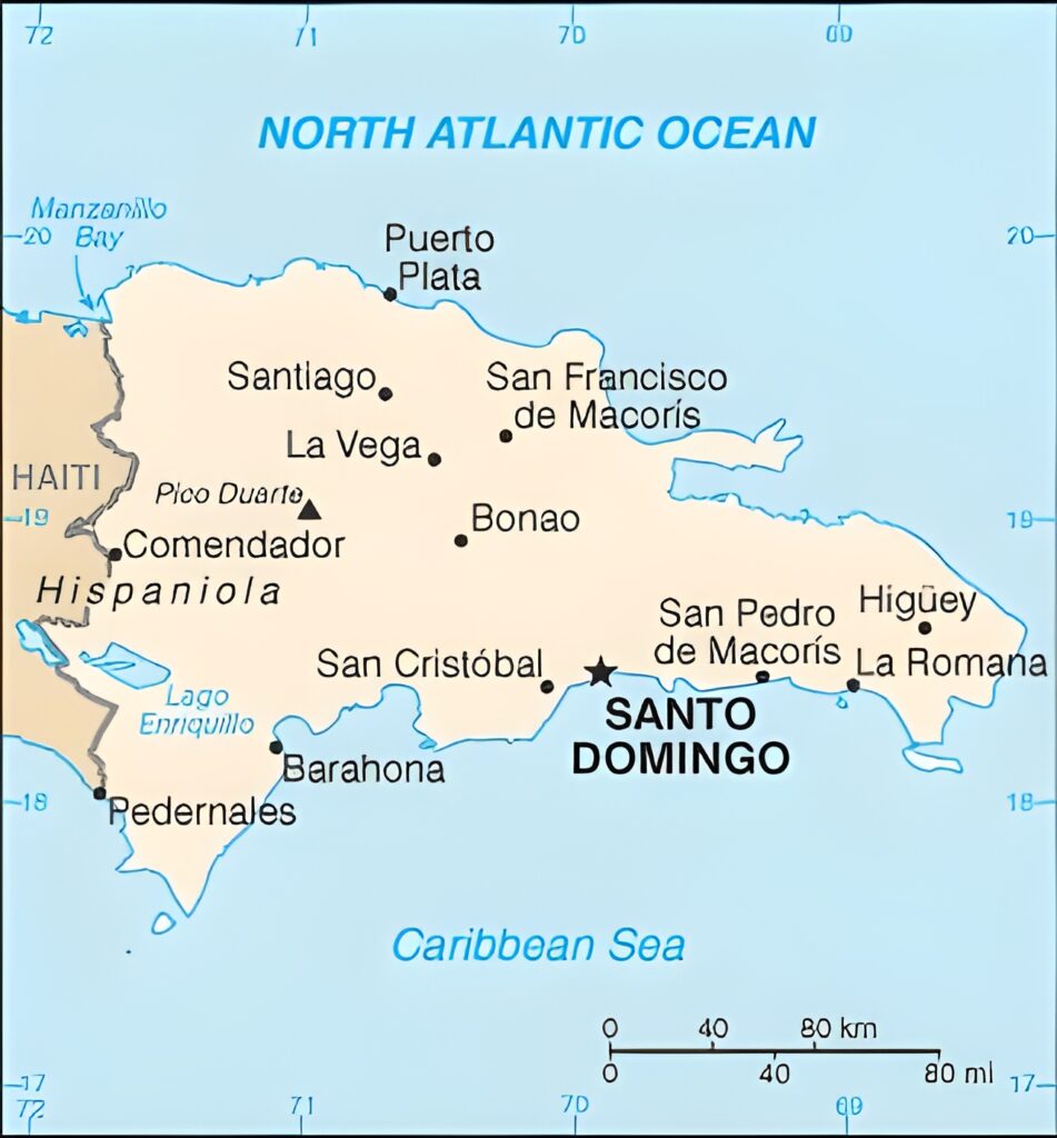 Carte des principales villes de la République dominicaine