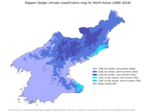 Carte climatique de la Corée du Nord