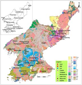 Carte géologique de la Corée du Nord.