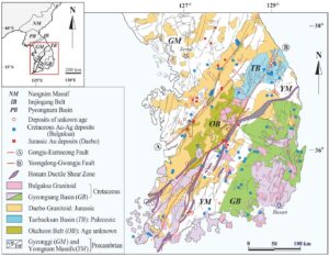 Carte géologique de la Corée du Sud.