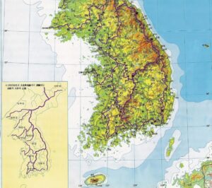 Carte physique de la Corée du Sud