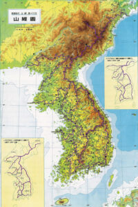 Carte d'altitude de la péninsule coréenne.