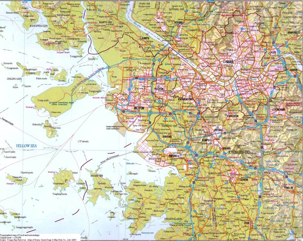 Carte de la grande région de Séoul.