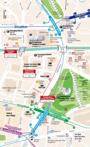 Carte du marché de Dongdaemun, Séoul