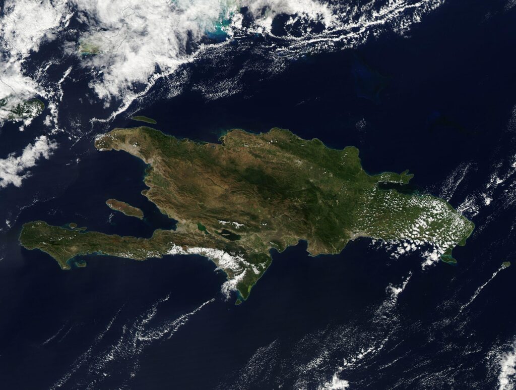 Image satellite d'Haïti et de la République dominicaine.