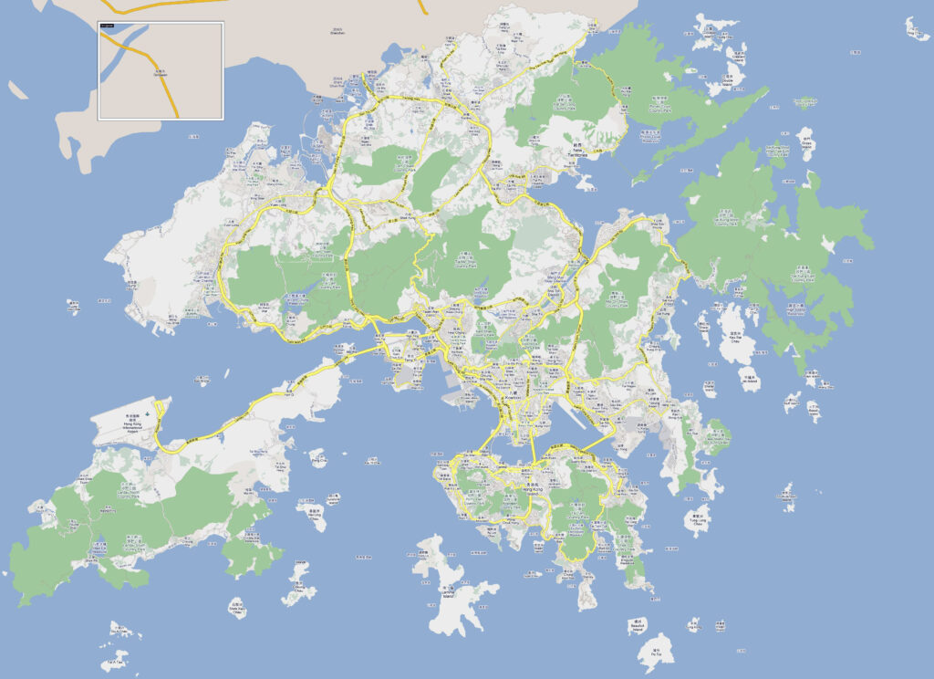 Carte routière de Hong Kong.